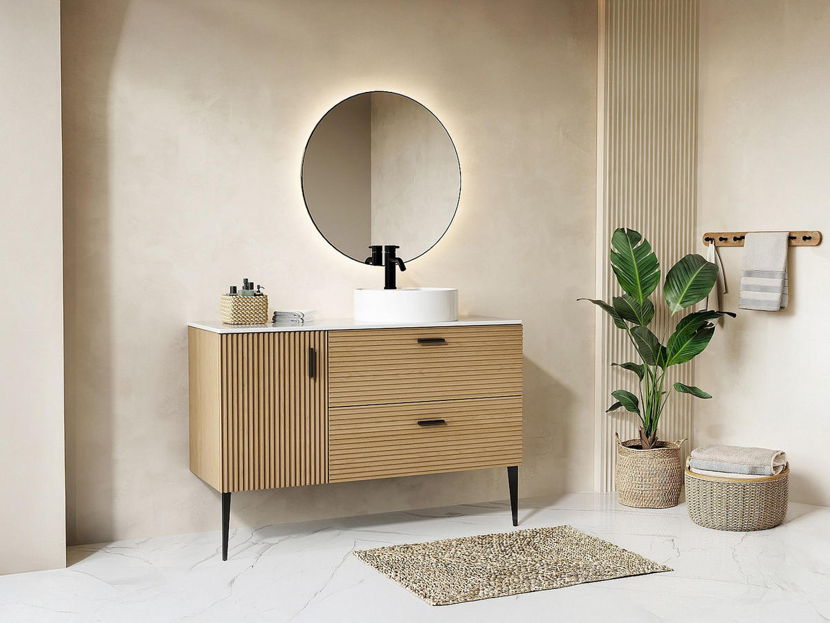WASCHBECKENUNTERSCHRANK - 120 cm x 46 cm - holz - naturfarben hell Sarone - Naturfarben, Holz (120/55/46cm) - Vente-Unique