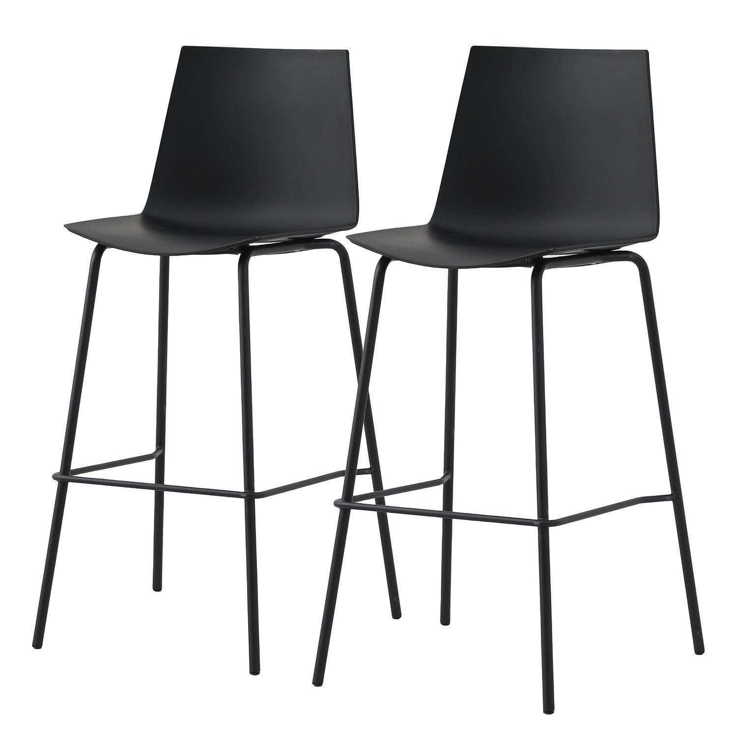 BARSTUHL - 2er-Set - Kunststoff / Eisen - Schwarz, Kunststoff/Metall (54/109/54cm) - home24
