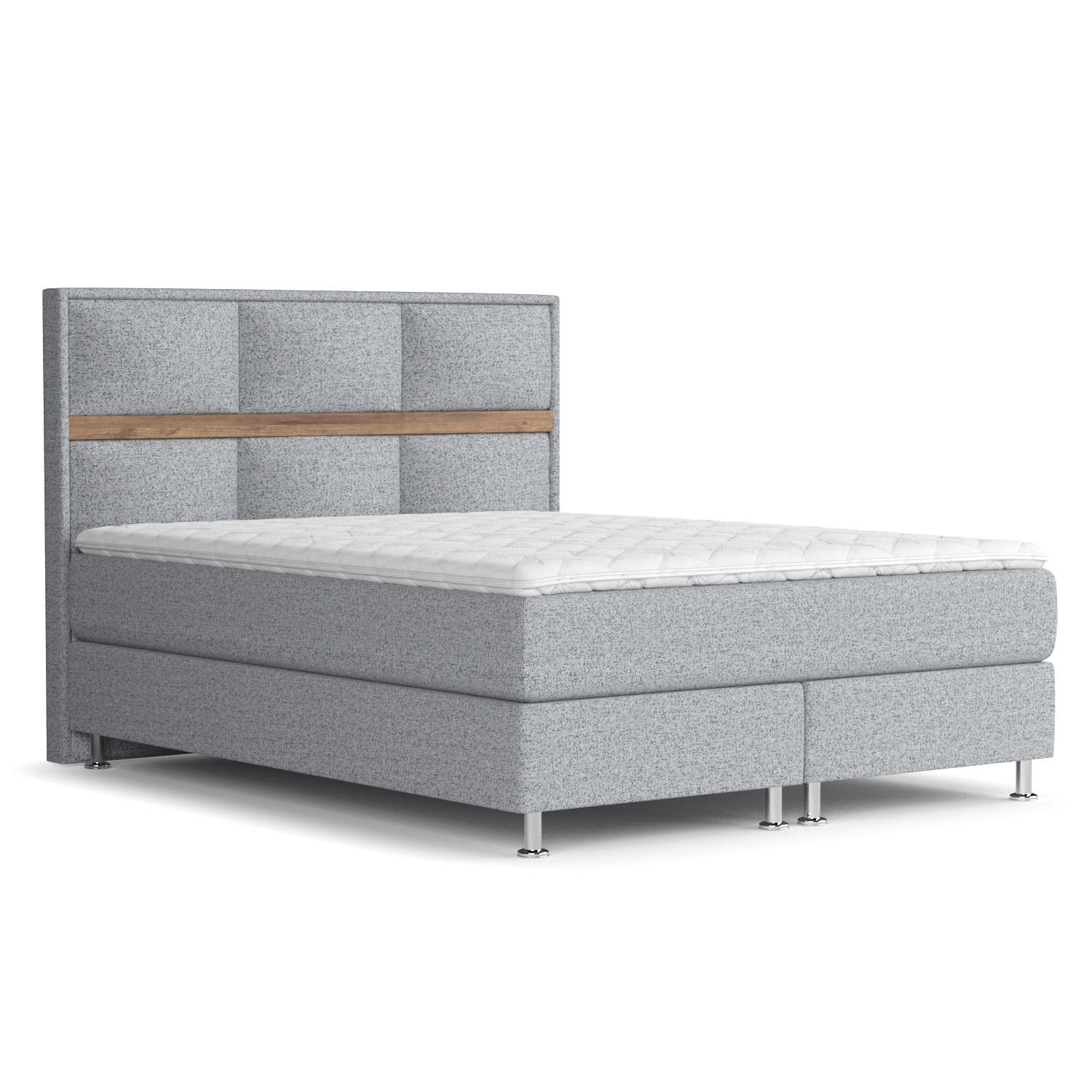 BOXSPRINGBETT Soto Grau 140/200 cm mit Latex-Topper - Silberfarben/Grau, Holz/Holzwerkstoff (140/200cm) - Maison de Reve