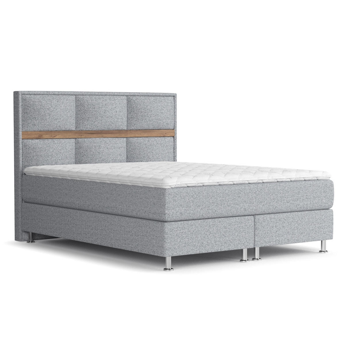 BOXSPRINGBETT Soto Grau 140/200 cm mit Latex-Topper - Silberfarben/Grau, Holz/Holzwerkstoff (140/200cm) - Maison de Reve