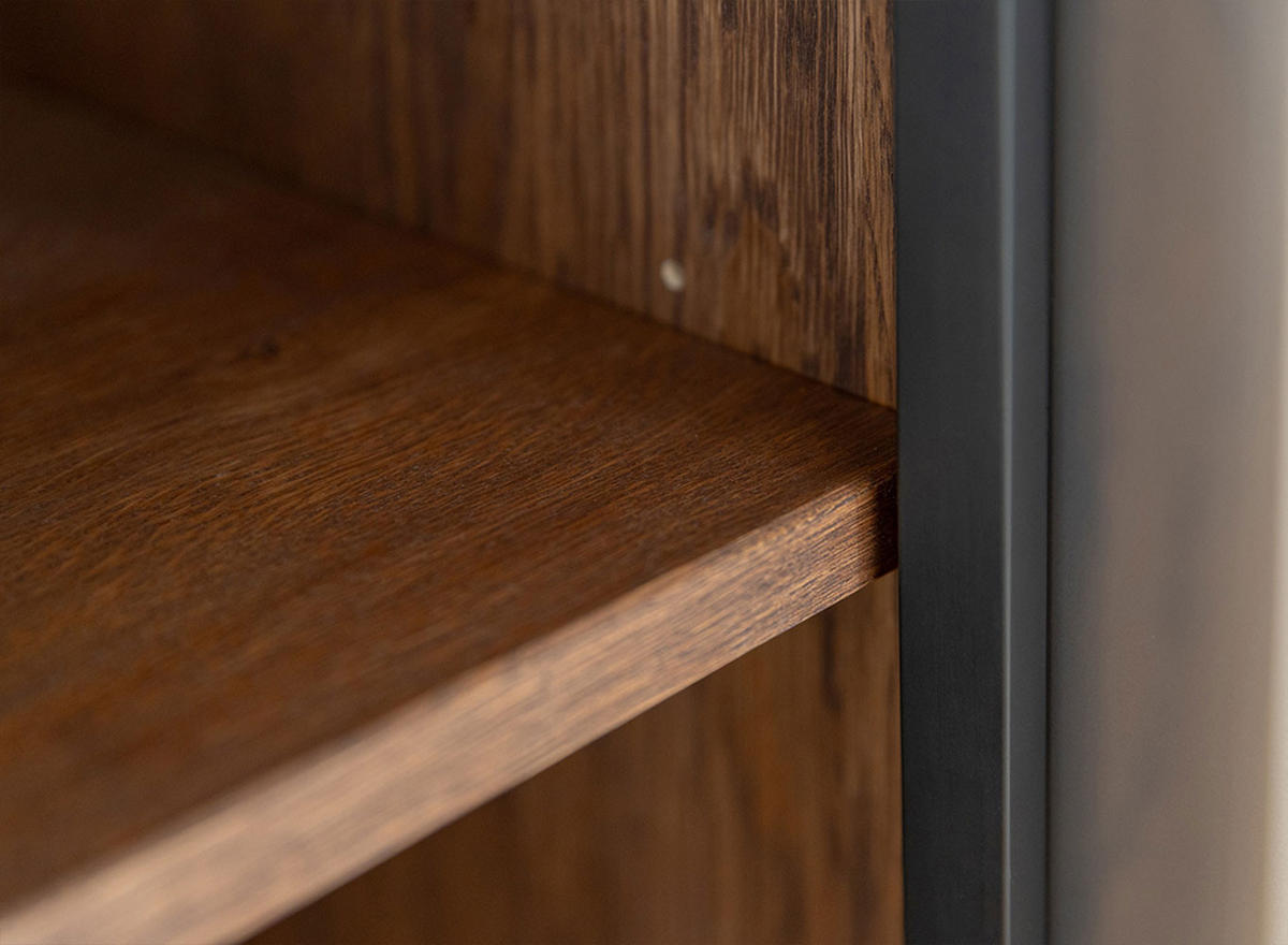 VITRINE Modern Loft Eiche Tabak 100 / 45 / 200cm - Dunkelbraun/Schwarz, Holz (100/200/45cm) - Feldmann-Wohnen