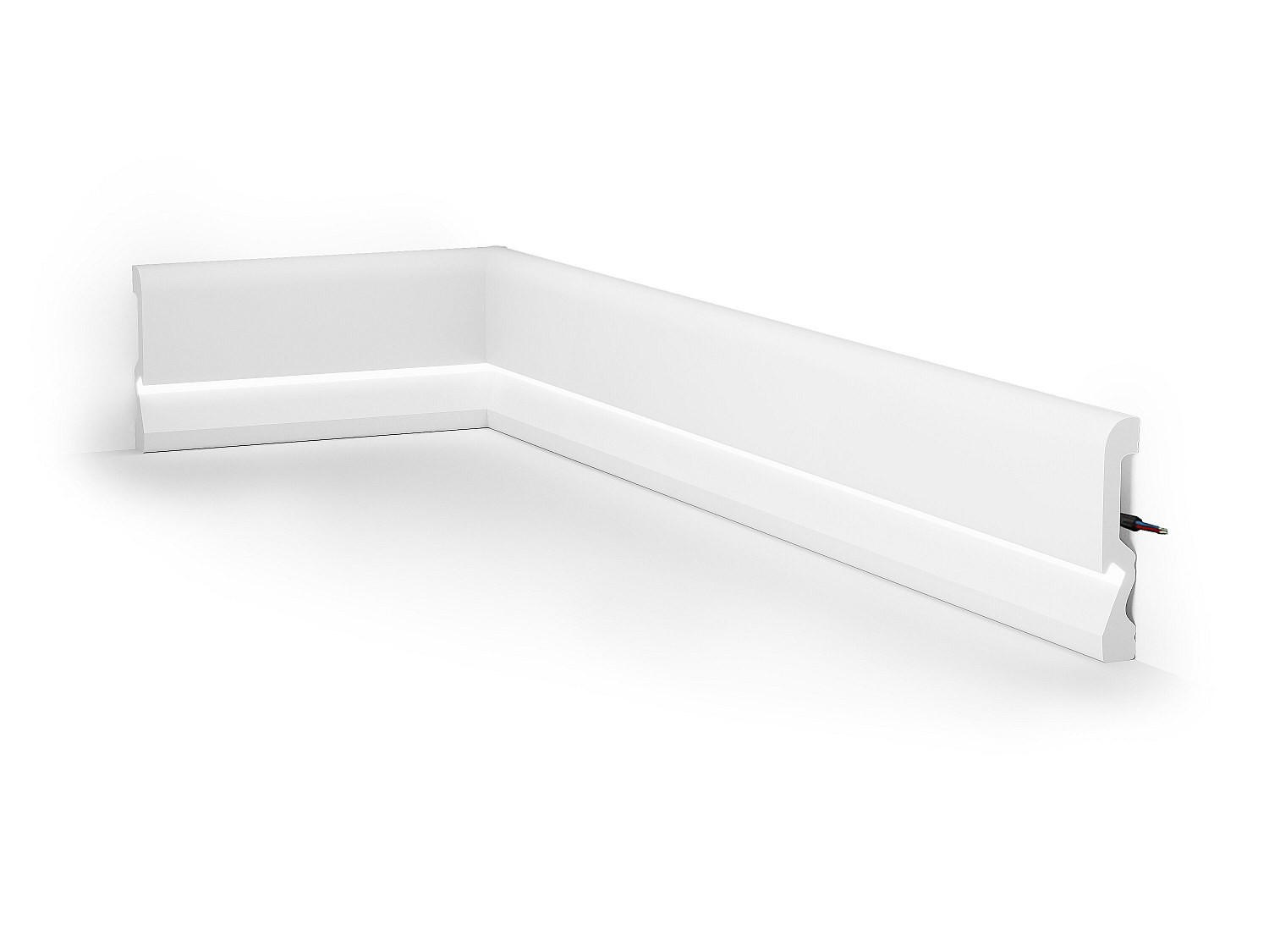 SOCKELLEISTE - 290 cm x 1.8 cm - plastik - weiß Coreo - Weiß, Kunststoff (1.8/290/10cm) - Vente-Unique
