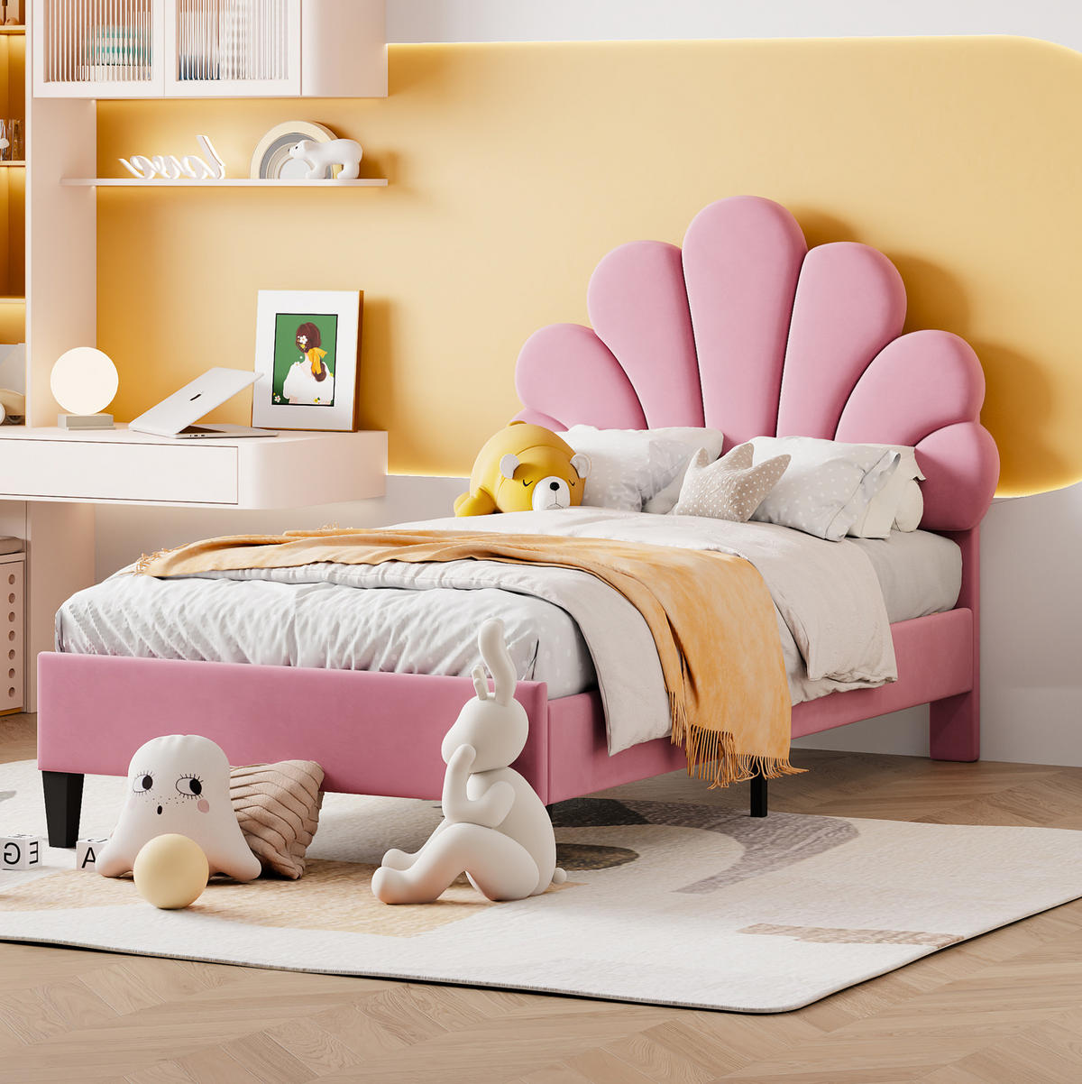 POLSTERBETT 90/200 cm Rosa aus Samtstoff mit Lattenrost - Rosa, Textil (90/200cm) - OKMYHOME