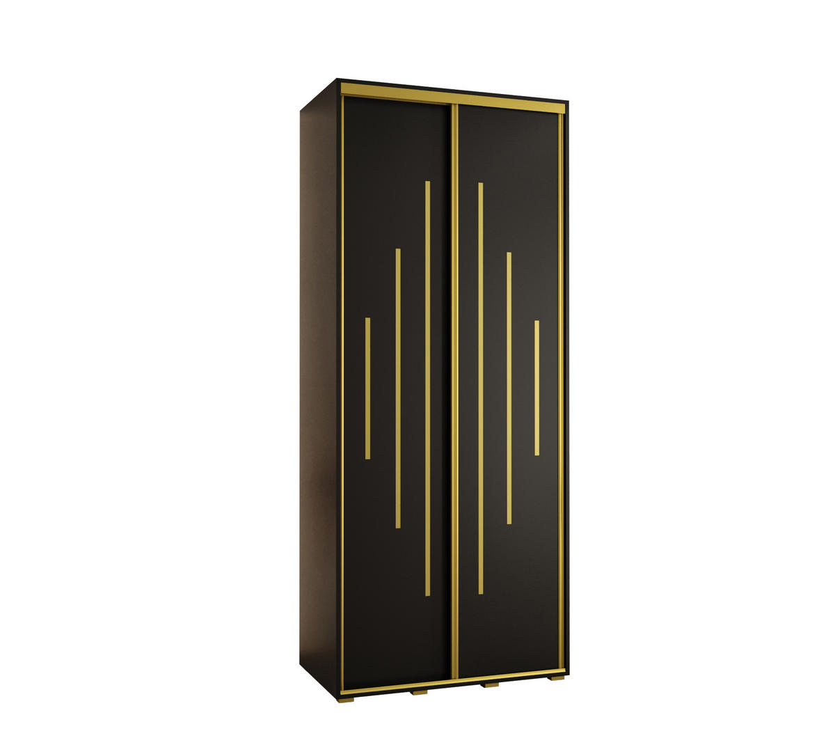 SCHWEBETÜRENSCHRANK 235,2/120/60 2-türig - Goldfarben/Schwarz, Holz/Metall (120/235/60cm) - Abiks Möbel