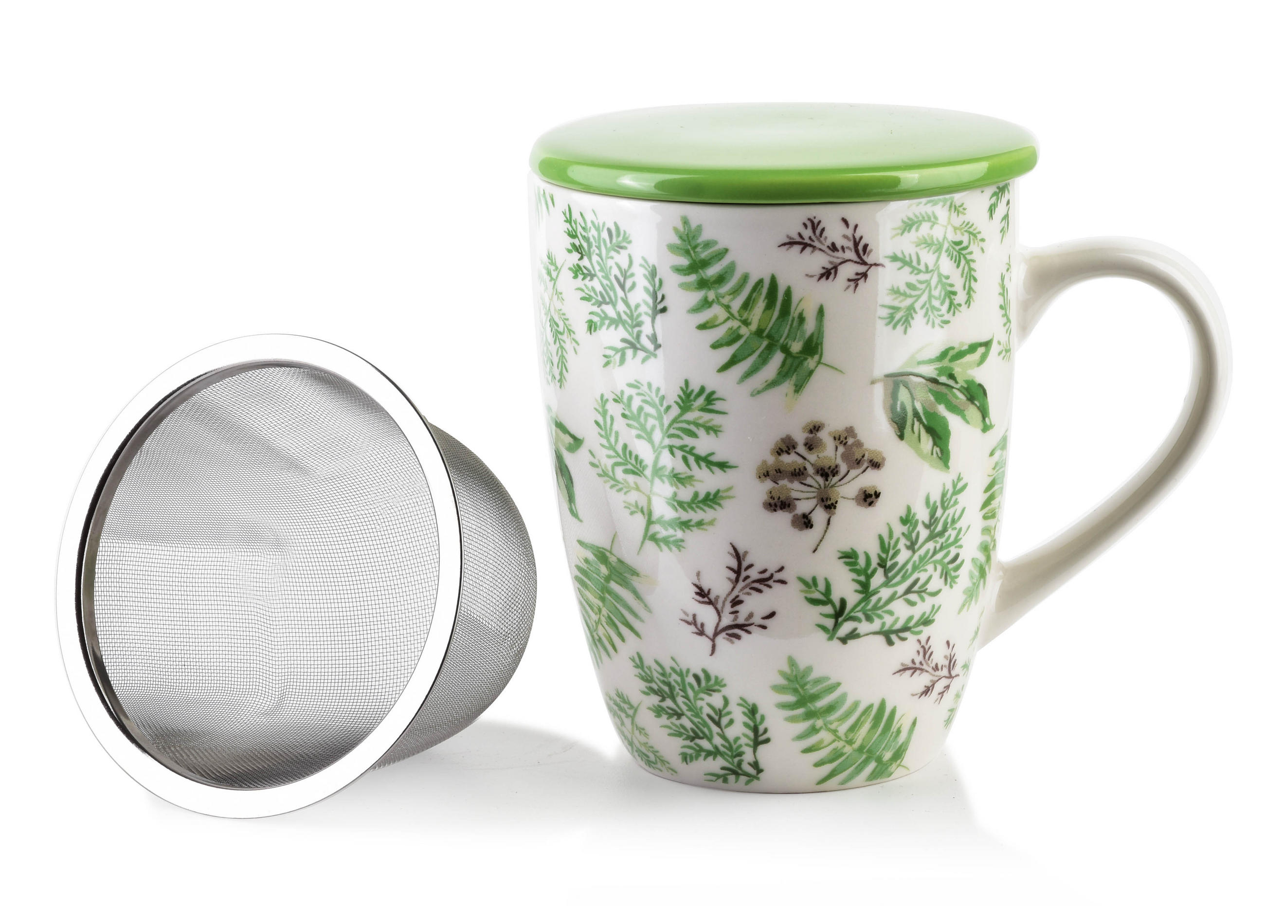 BECHER mit Sieb und Deckel Eddy - Grün, Keramik (0.32L) - Mondex