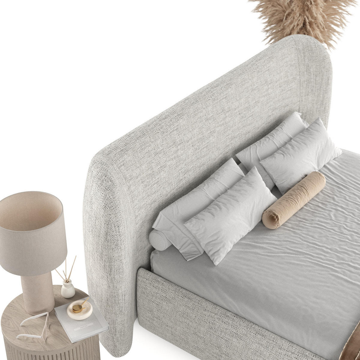 POLSTERBETT Bellano mit Stauraum 180/200 cm Hellgrau im Modesto Stoff - Hellgrau/Schwarz, Holz/Holzwerkstoff (180/200cm) - AltaBeds