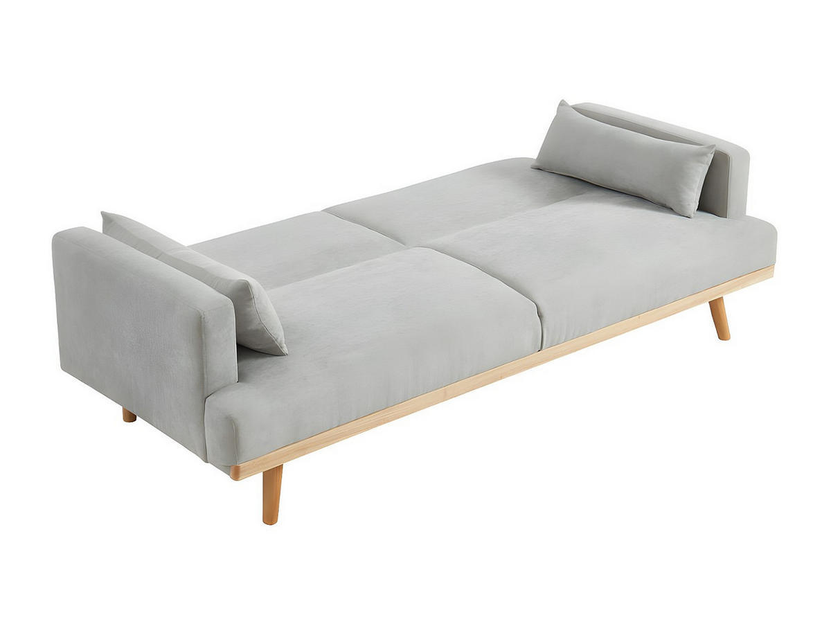 SCHLAFSOFA Klappsofa 3-Sitzer - Stoff - Hellgrau - ESME - Hellgrau, Textil (216/85/89cm) - Vente-Unique