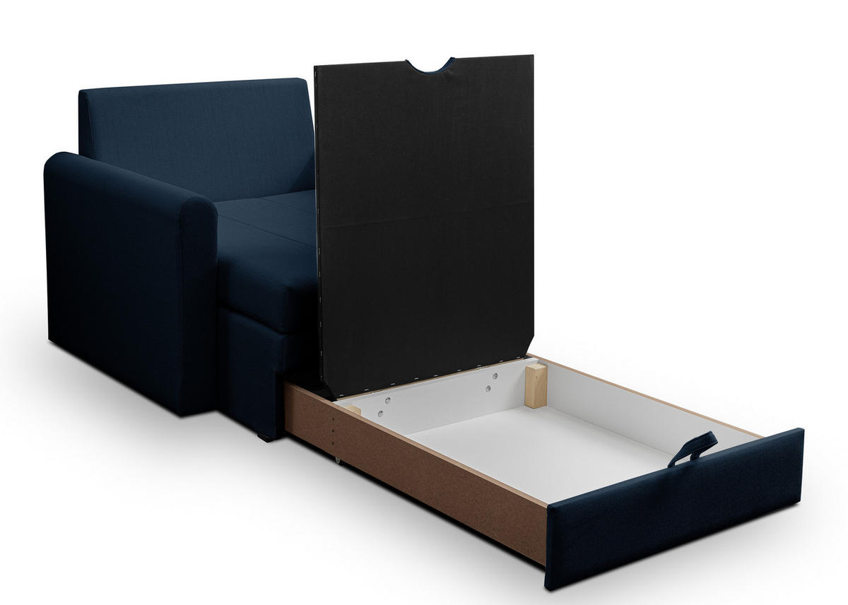 SCHLAFSESSEL Dejano Dunkelblau 75x196 cm - Schwarz/Dunkelblau, Holz/Textil (103/90/115cm) - Selsey