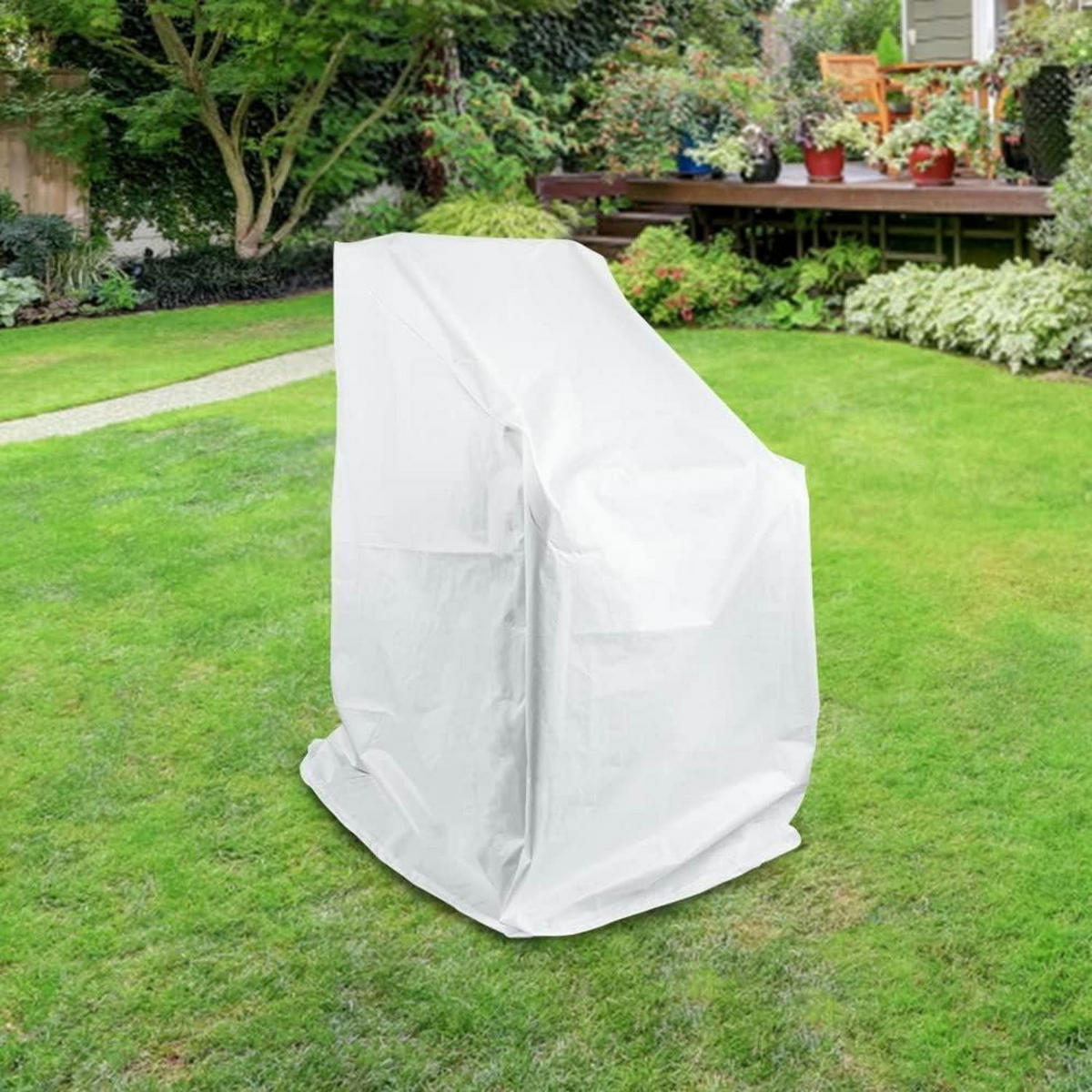 ABDECKHAUBE für Gartenstühle 70 x 70 x 120 cm PEVA wetterfest - Weiß, Kunststoff (70/120/70cm)