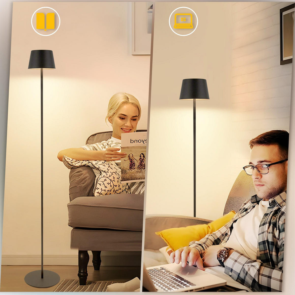 STEHLAMPE Kira 13/20/120 cm - Schwarz, Metall (13/20/120cm) - ZMH