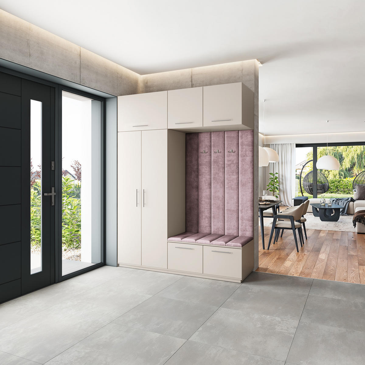 GARDEROBENSCHRANK REMA 180/240/60 cm Modern Garderobe-Set Kaschmir - Kaschmir/Lila, Holzwerkstoff (180/240/60cm) - MASSENO