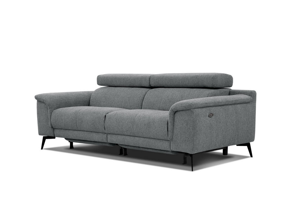 RELAXSOFA FIERO 3-Sitzer mit 2 Relaxfunktionen, grau - Schwarz/Grau, Holzwerkstoff/Textil (212/82/103cm) - Courtois Laville