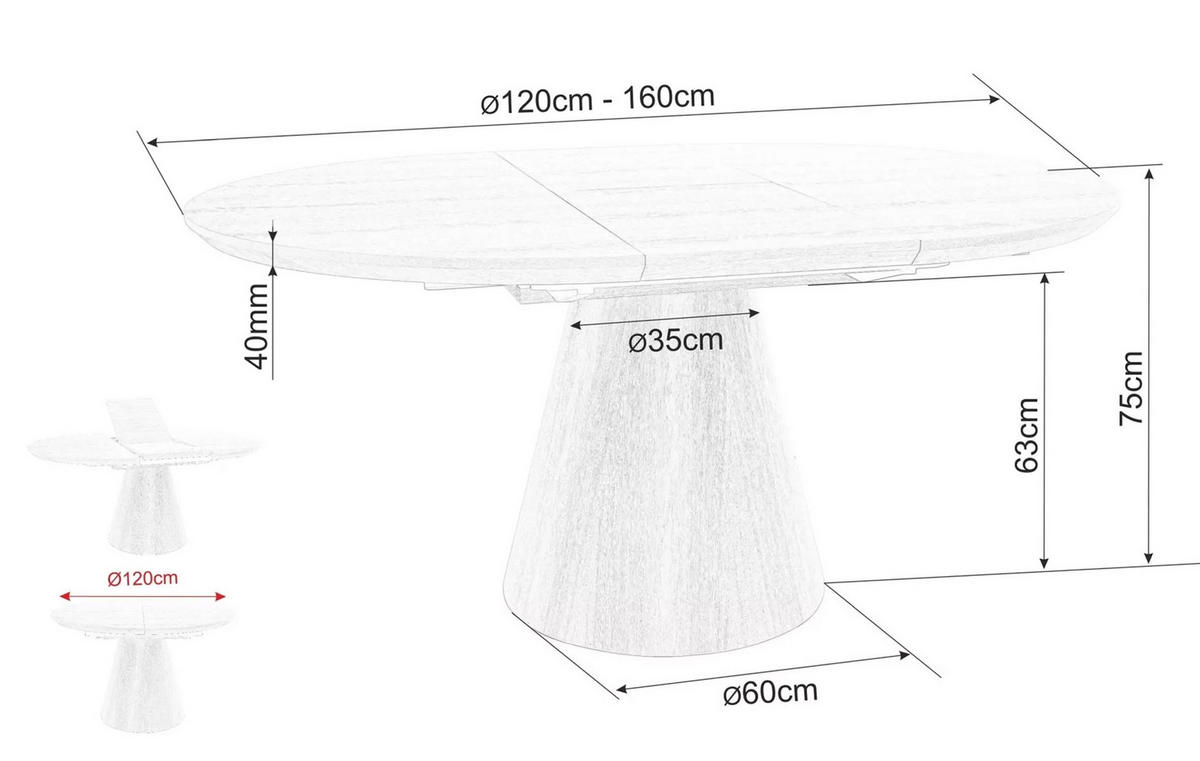ESSTISCH Angel Eiche Natur 120-160 / 120 / 75cm - Eichefarben, Holz/Holzwerkstoff (120/120/75cm) - Feldmann-Wohnen