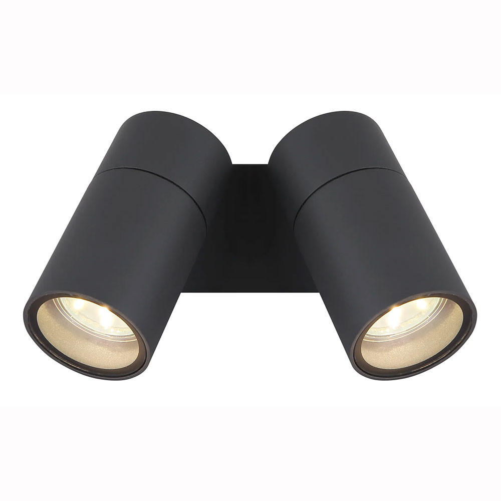 AUSSEN-WANDLEUCHTE Aluminium Schwarz 2 flammig - Schwarz, Metall (15/11.8/10.5cm) - Globo Lighting