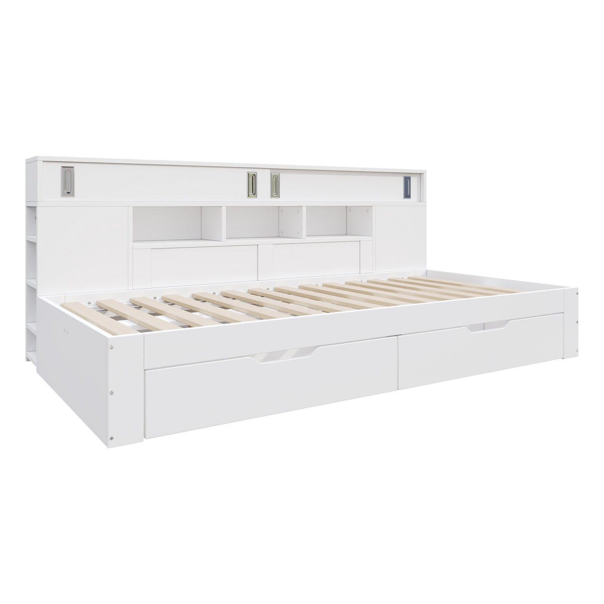 TAGESBETT 140x190cm Weiß Mit Schubladen Regal & Schrank - Weiß, Holzwerkstoff - FLIEKS