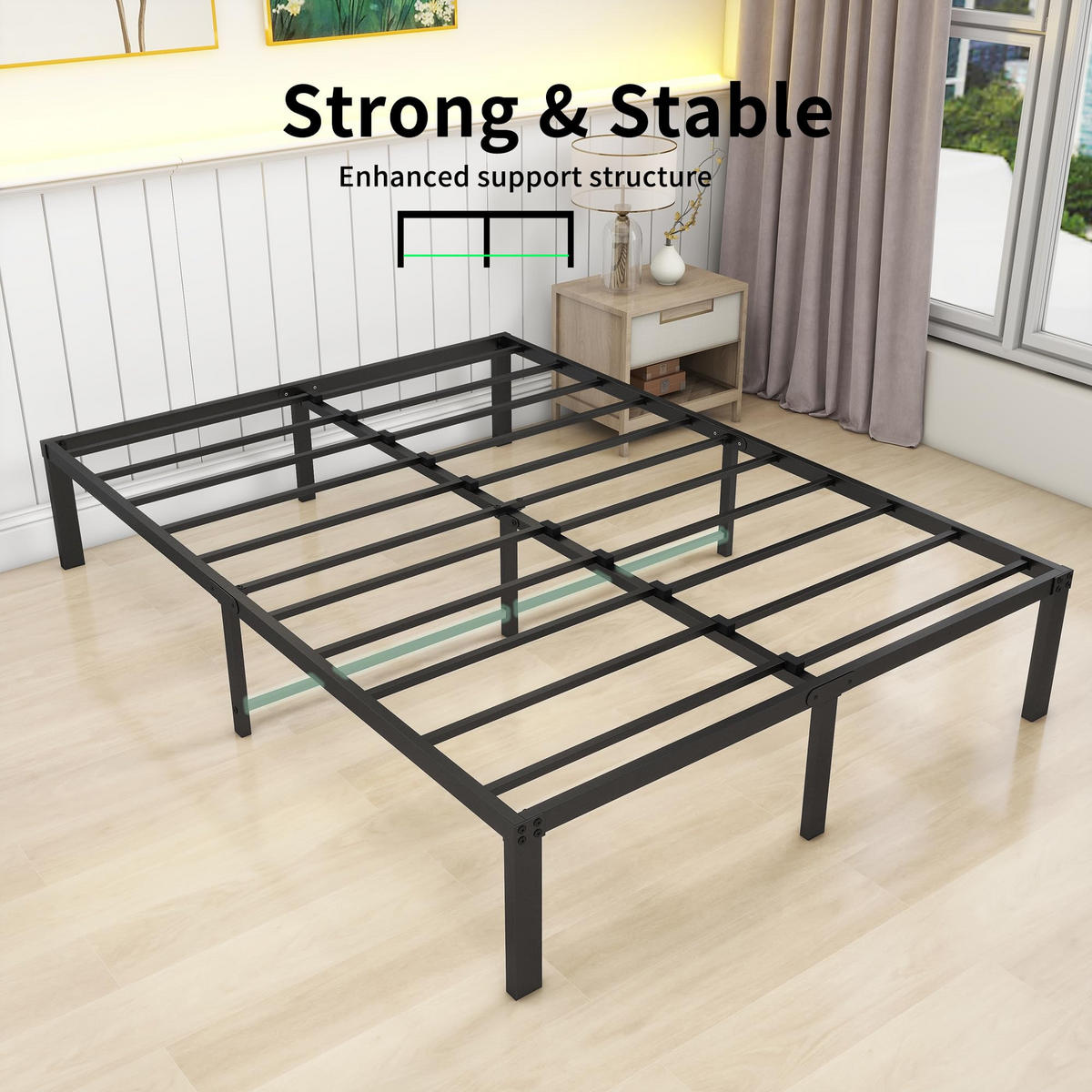 METALLBETT 140/200 cm DE-33035 mit Stauraum und geräuschlos Schwarz - Schwarz, Metall (140/200cm) - ComfortXL