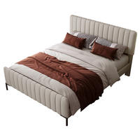 POLSTERBETT aus Leinen 140x200 cm Grau-Beige mit verstellbarem Kopfteil und Lattenrost - Beige, Textil (140/200cm) - IVMEU