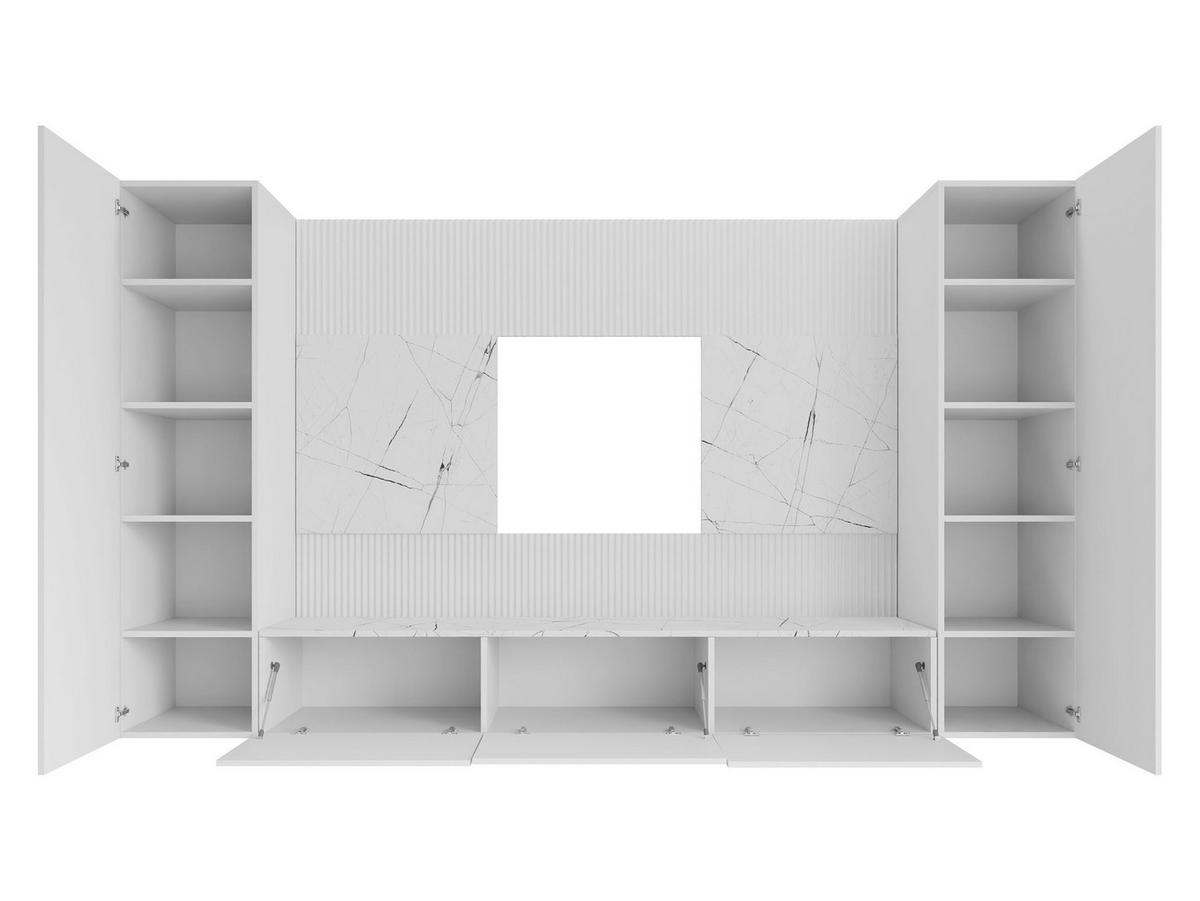 WOHNWAND Deromi V - Weiß, Holzwerkstoff (260/150/38cm) - MIRJAN24