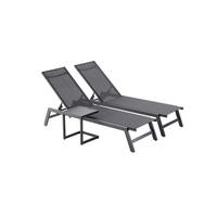 SONNENLIEGE Prato Schwarz Aus Aluminium Zeitgenössisch 2er-Set Mit Tisch - Schwarz, Metall (55/92/191cm) - Concept Usine