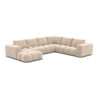 WOHNLANDSCHAFT Casaluna U-Form Creme Samtstoff - Creme, Kunststoff (338/88/267cm)
