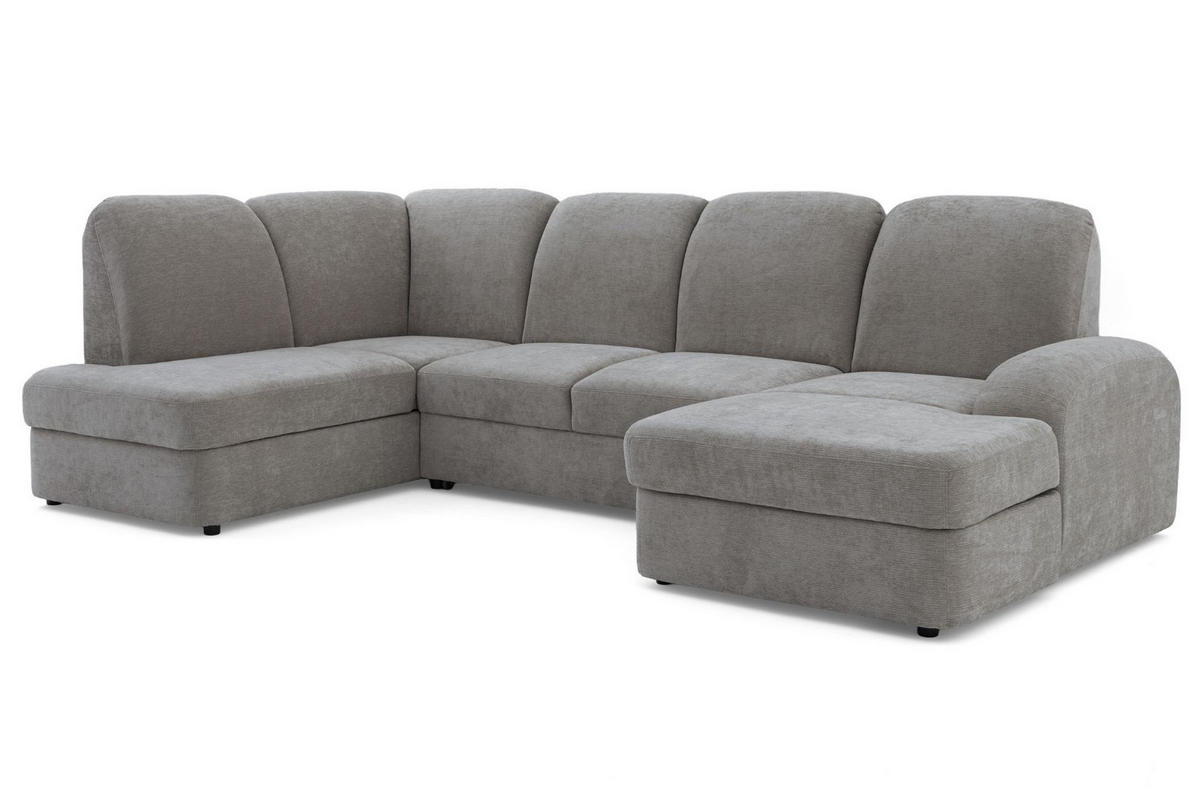 ECKSOFA VIBE U Links mit Schlaffunktion 129x263 Chenille Grau - Schwarz/Grau, Holz/Kunststoff (280/102/186cm) - Muffo