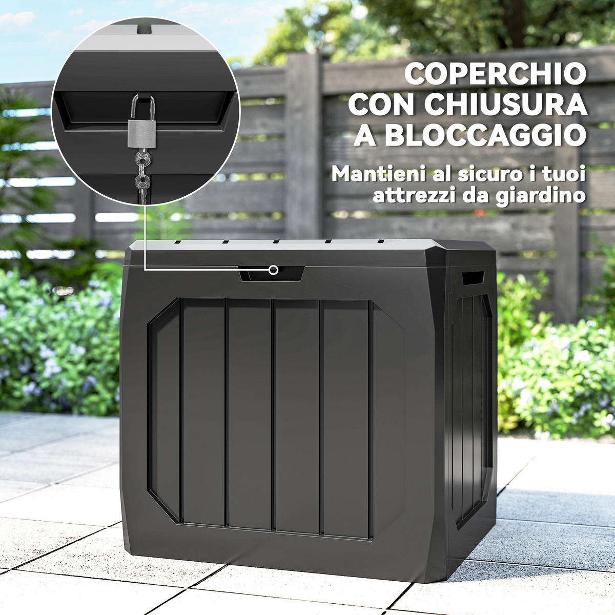 AUSSEN-AUFBEWAHRUNGSBOX, Kunststoff, schwarz - Schwarz, Kunststoff (45/53/56cm) - Vallsero