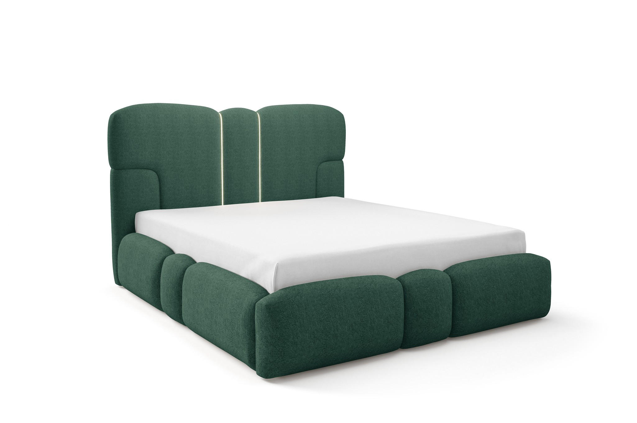 POLSTERBETT Jordan Komplettset - Grün, Holzwerkstoff/Textil (200/200cm) - Fun Möbel