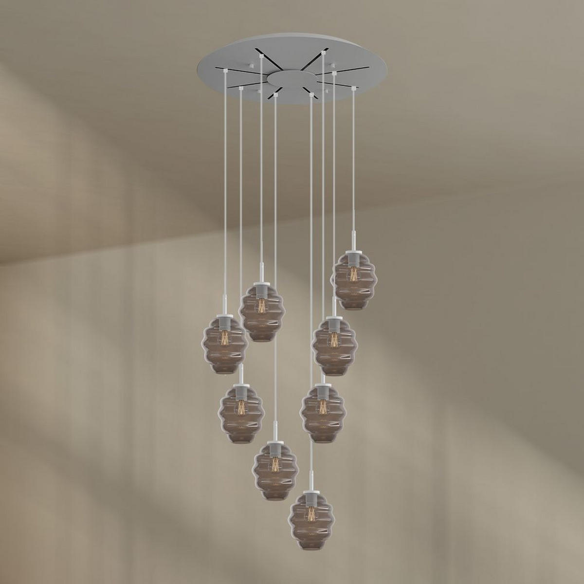 GALERIELEUCHTE Echos 8-flammig Rauch Ø 18cm - Anthrazit/Schwarz, Glas (18/18/20cm) - s.luce