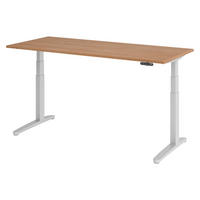 SCHREIBTISCH elektrisch XBHM 80/180/74 cm in Nussbaumfarben/Silberfarben - Silberfarben/Nussbaumfarben, Holzwerkstoff (80/180/74cm) - bümö