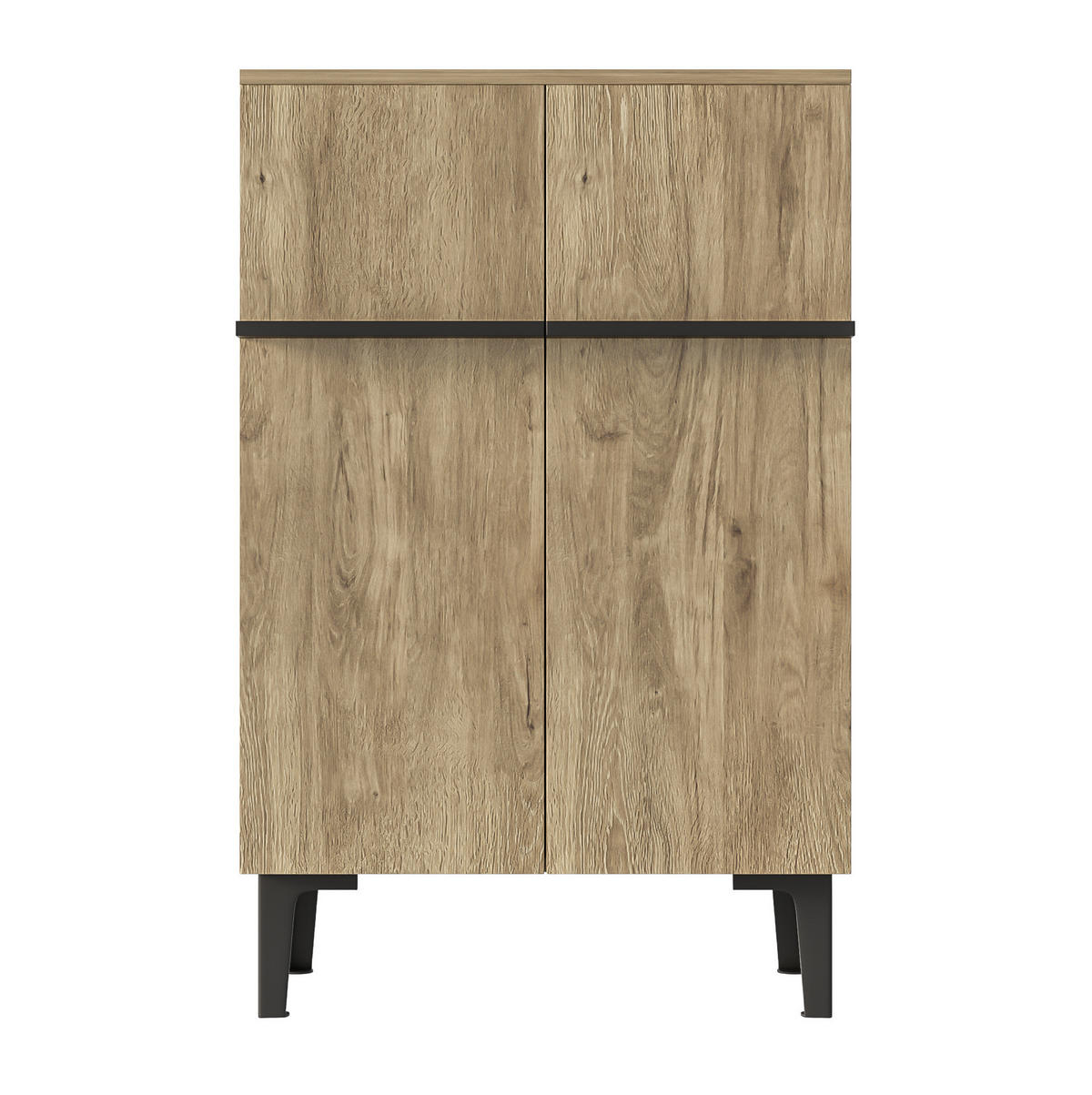 SCHUHSCHRANK 60/34,5/95 cm mit Doppeltüren und verstellbaren Einlegeböden in Holzoptik, Schwarz/Natur - Schwarz, Holzwerkstoff (60/95/34.5cm) - Redom
