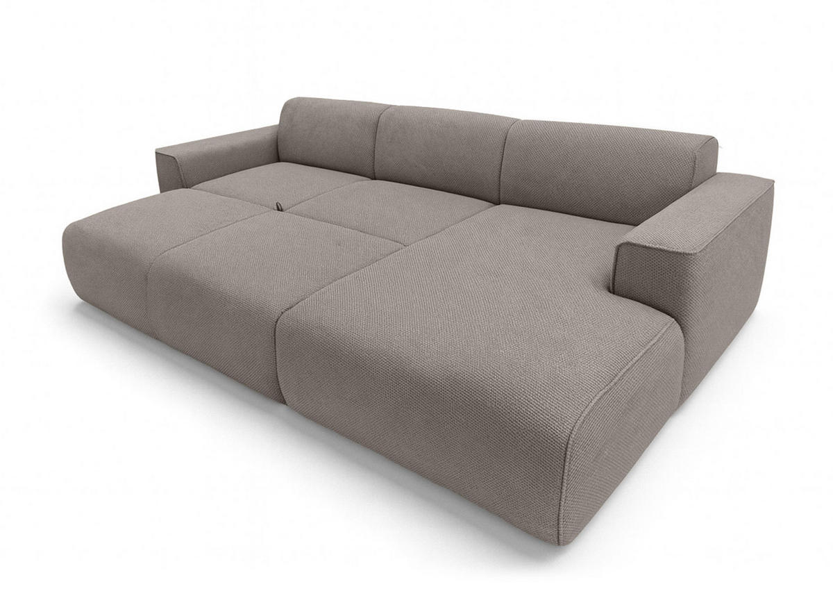 ECKSOFA L Form Ruyam Hellbraun 310/165/78 cm – Schlaffunktion Rechts - Hellbraun/Schwarz, Kunststoff/Textil (310/170cm) - AX Living