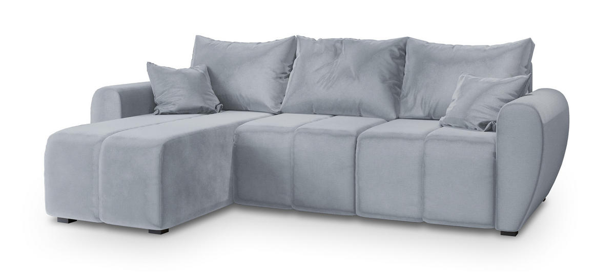 ROHOVÁ SEDAČKA MADISON světle šedá - černá/světle šedá, dřevo/textil (246/143cm) - MASSENO