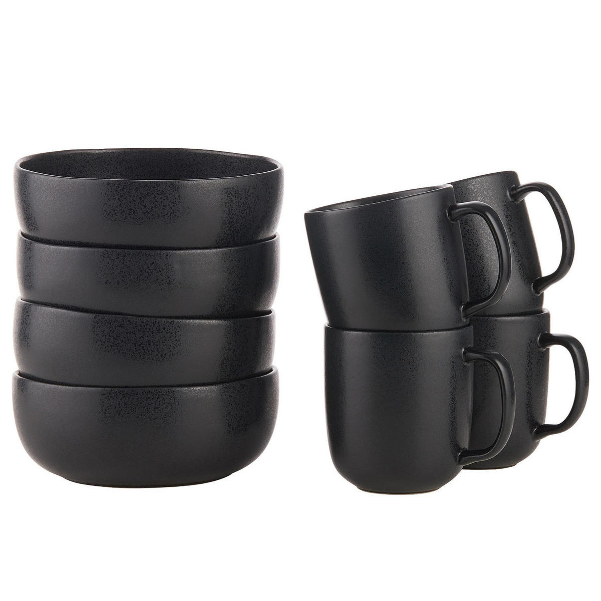 FRÜHSTÜCKS-SET (8-teilig) Casa Nova - Schwarz, Keramik (16/7/16cm) - BUTLERS