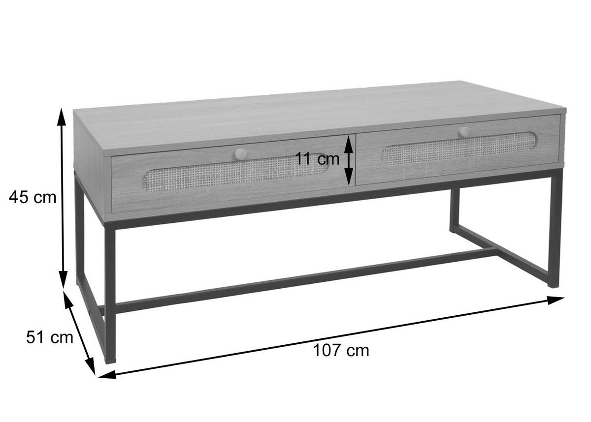 COUCHTISCH eckig Eiche Dekor - Eichefarben, Holz (51/107/45cm) - MCW