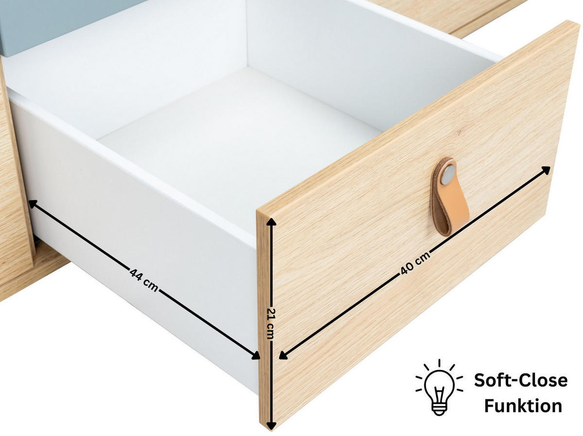 KLEIDERSCHRANK Roofy - Salbeigrün/Eichefarben, Leder/Holz (150/200/51cm) - arthur berndt