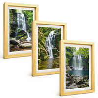 BILDER SET 3er Set - 20x30 cm Goldrahmen - Wasserfälle, grüne Umgebung - Goldfarben, Kunststoff (20/30cm) - TULUP