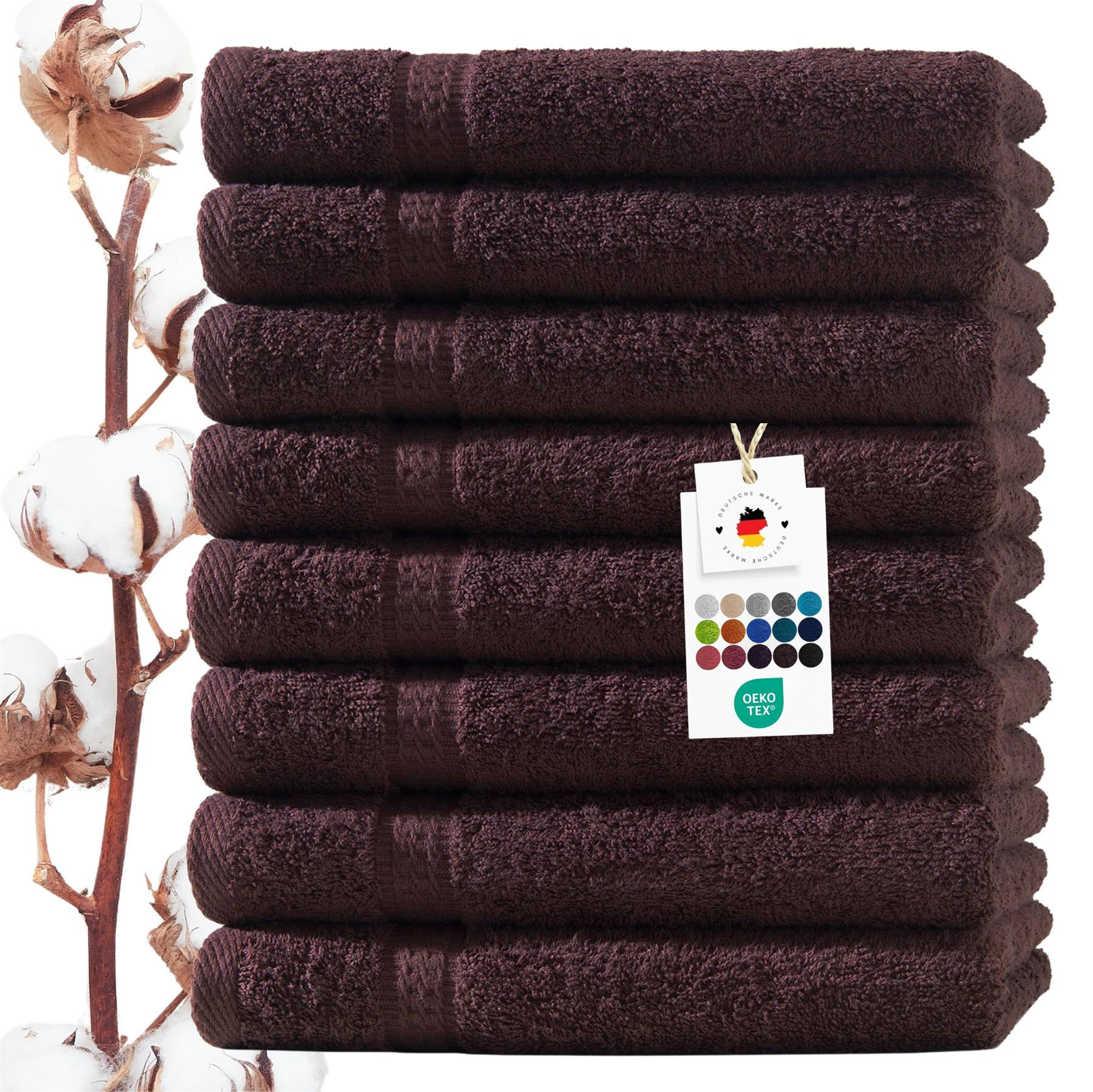 HANDTUCH 50x100 cm Frottier Handtücher im 8er Set aus 100% Baumwolle, Braun 500g/m2 - Braun, Textil (50/100cm) - Carpe Sonno