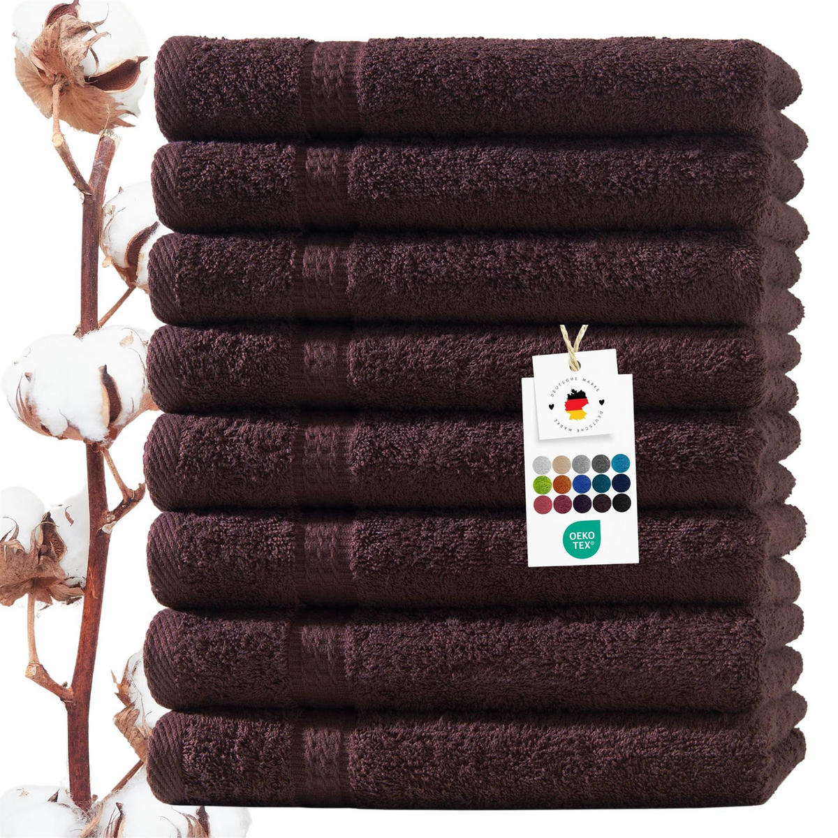 HANDTUCH 50x100 cm Frottier Handtücher im 8er Set aus 100% Baumwolle, Braun 500g/m2 - Braun, Textil (50/100cm) - Carpe Sonno