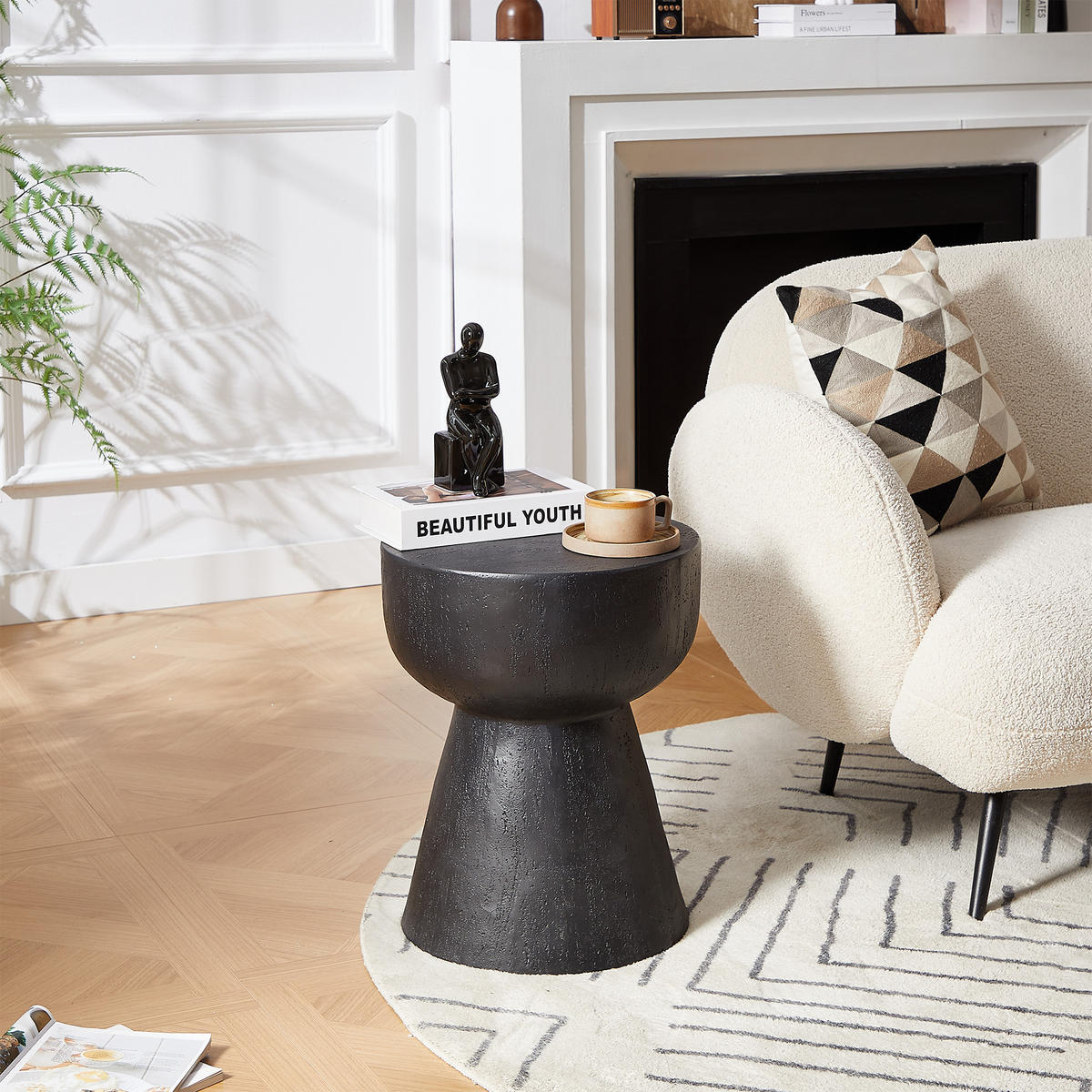 BEISTELLTISCH Rund Schwarz 45 x 45 x 52 cm - Schwarz, Metall (40/40/51cm) - Nordlys