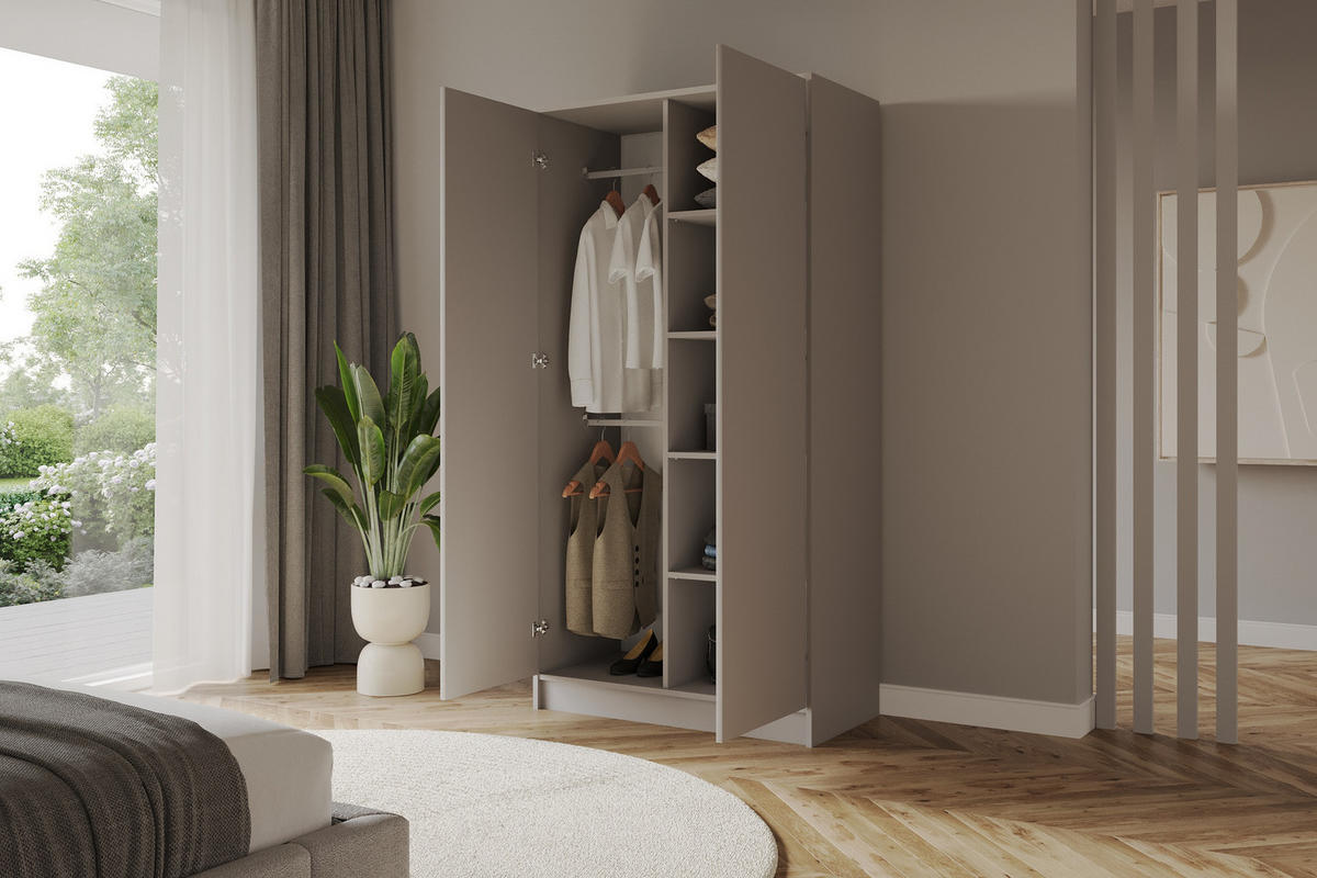 KLEIDERSCHRANK - LUSSO - 102 - Kaschmir - Kaschmir/Goldfarben, Holzwerkstoff (102/200/51cm) - ALTDECOR