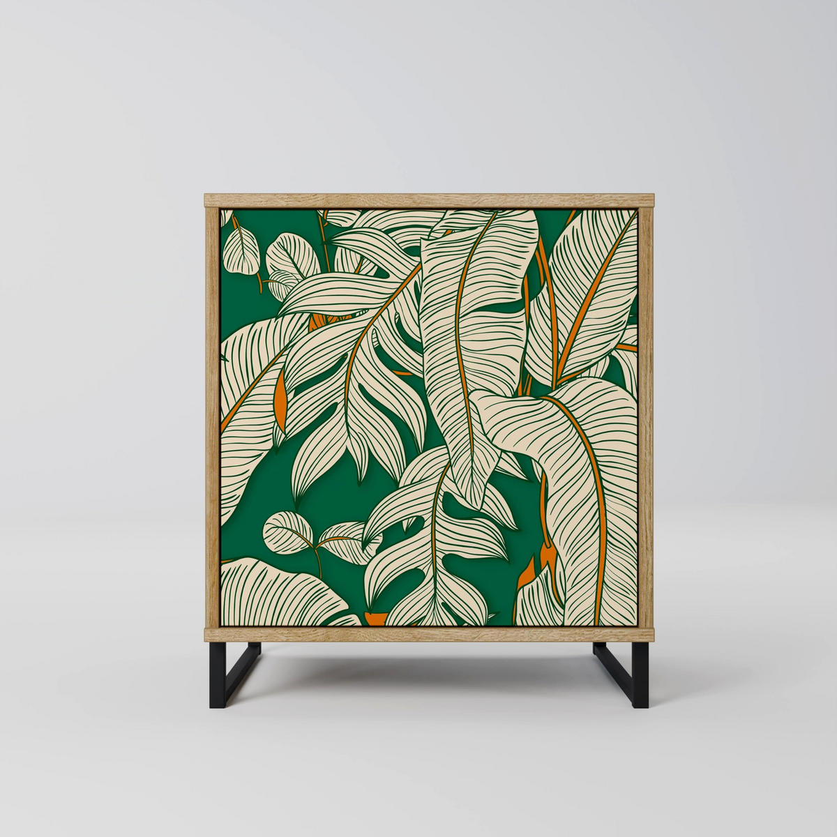 SIDEBOARD VERDANT PLEASURES, Eichefarben, 57,5x42x77,5 cm, Schräge Buchenholzfüße - Eichefarben/Buchefarben, Holzwerkstoff/Buchenholz (57.5/77.5/42cm) - SpaceRebels