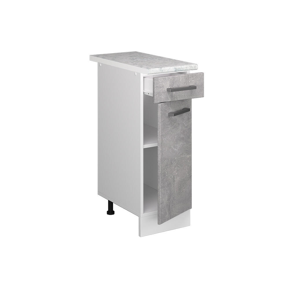 KÜCHENSCHRANK R-Line Beton 30 cm, AP Marmor - Schieferfarben/Hellgrau, Holzwerkstoff (30/81.6/60cm) - Vicco