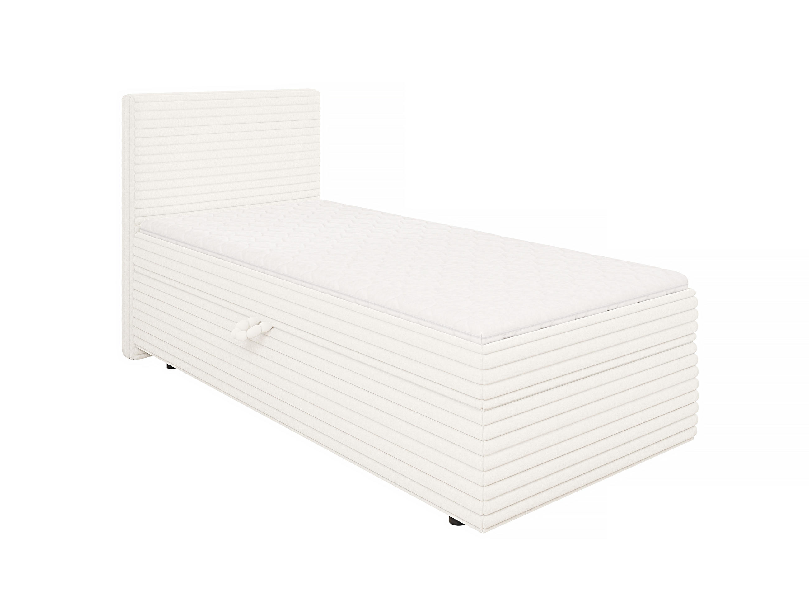 BOXBETT Roma 90/200 cm Hellbeige Plüschcord - Beige/Schwarz, Holz/Kunststoff (90/200cm) - S-Style Möbel