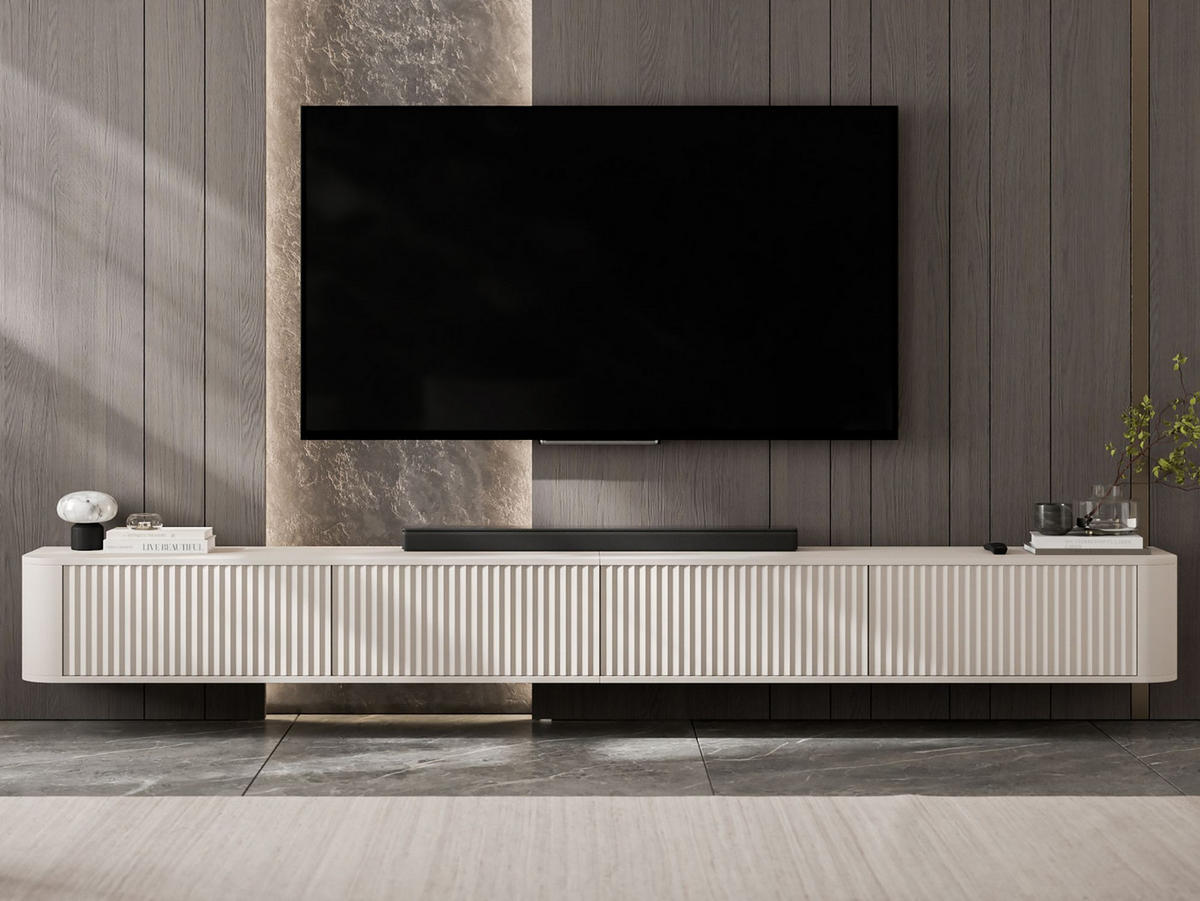 TV omarica Aurora, komplet 2 kosov, mat kašmir, 280 cm - kašmir, leseni material (280/30/35cm) - Meble Lindner