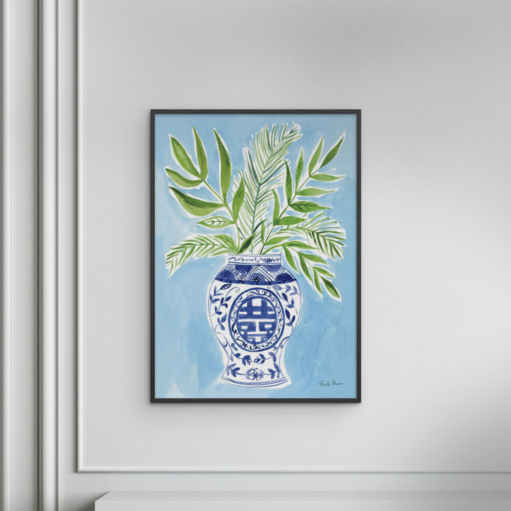 POSTER mit Rahmen Wild Apple - Elegant Chinoiserie II - Blau/Schwarz, Holz/Papier (50/70cm) - Poster&Frame
