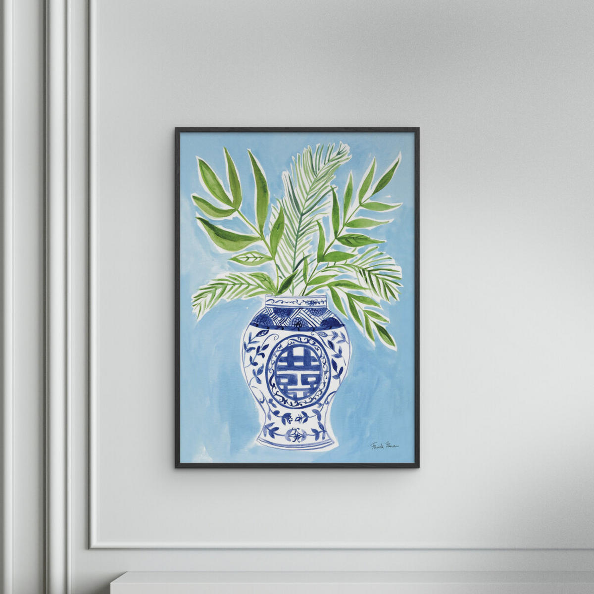 POSTER mit Rahmen Wild Apple - Elegant Chinoiserie II - Blau/Schwarz, Holz/Papier (50/70cm) - Poster&Frame