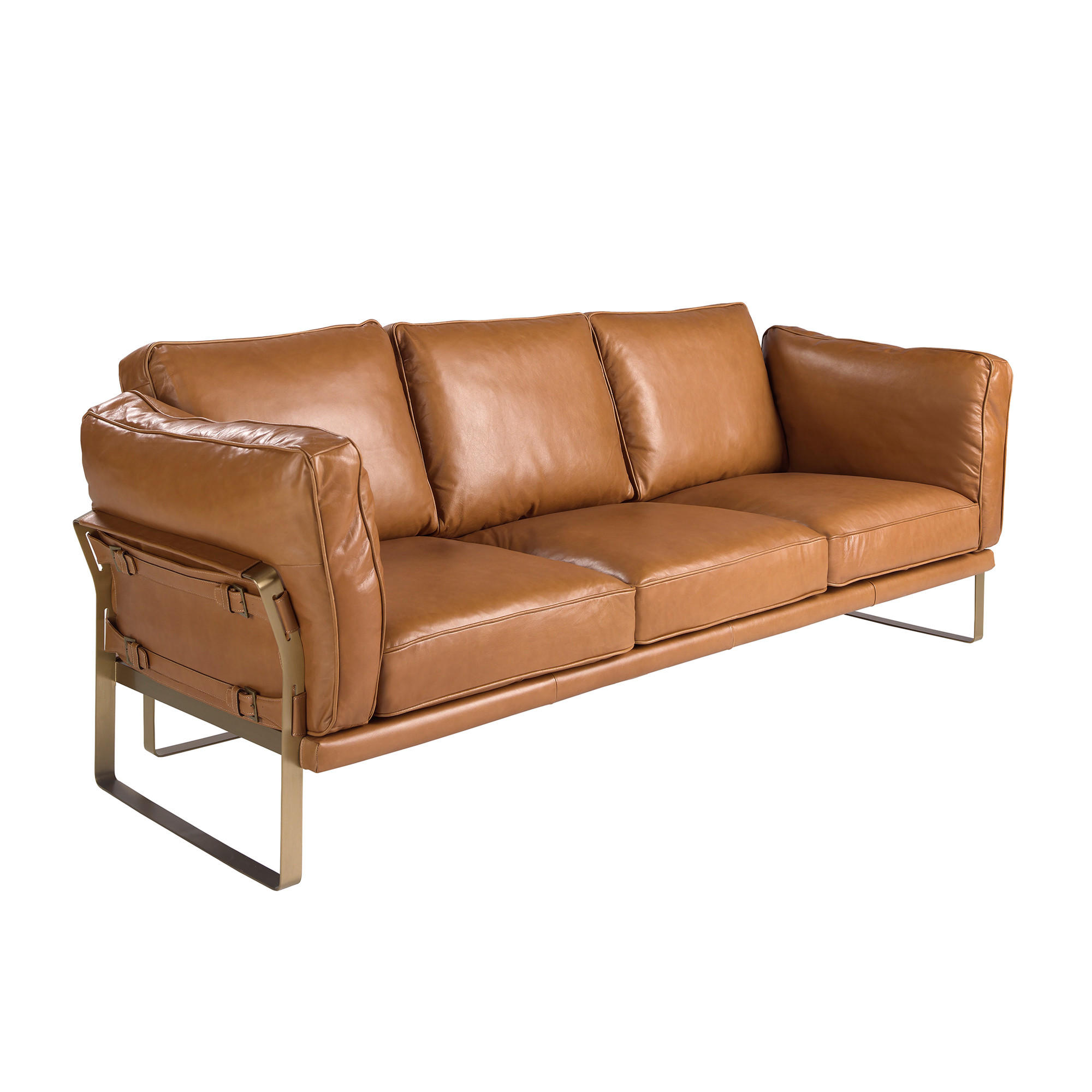 SOFA Klassisch Kamel Gold 222/90/84 - Braun, Leder (222/84/90cm) - ANGEL CERDA