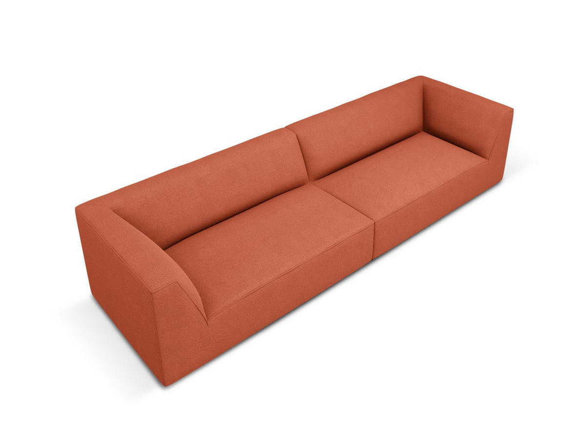 SOFA Ruby aus strukturiertem Stoff koralle 4 Sitzplätze - Koralle, Textil (302/69/93cm) - Micadoni