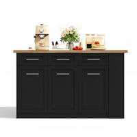 KÜCHENINSEL 150/90/90 cm Schwarz mit 3 Schubladen und integrierte Stauschränke - Schwarz, Holz (90/90/150cm) - Oxeza