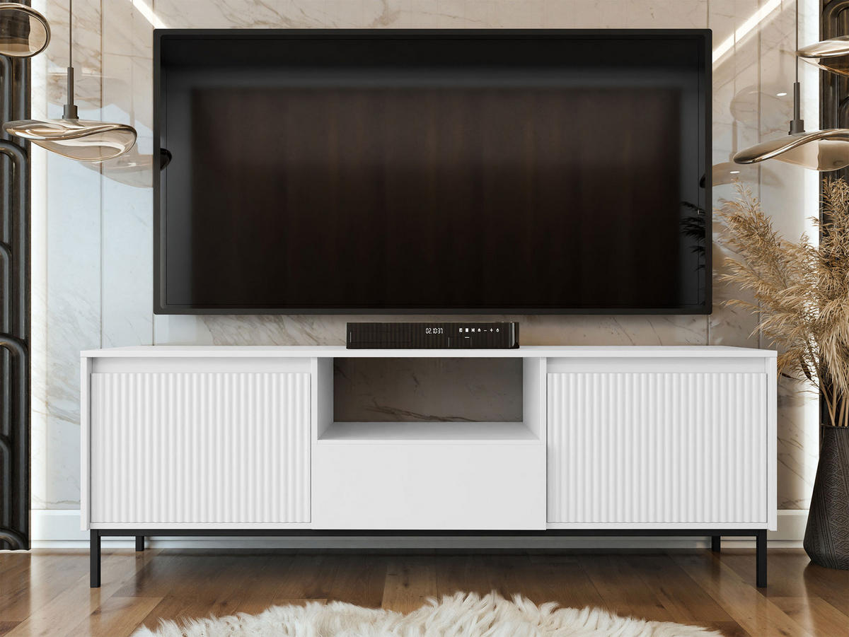TV-ELEMENT Ozmi 2K1SZ - Schwarz/Weiß, Holzwerkstoff/Metall (174/55/40cm) - MIRJAN24